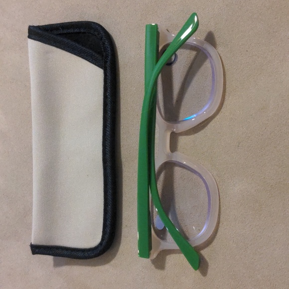 NWT IZE Eyewear Blue Light Blocking Readers +3.50 Cream/Green - Picture 2 of 8